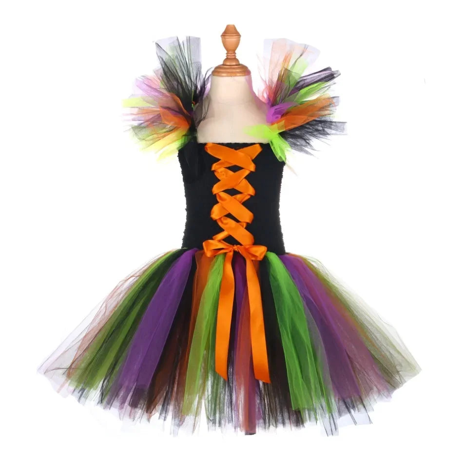 Halloween Malefice Kostüm für Kinder Karneval Party Kleidung Set Hexe böse Königin Cosplay Kostüm für Mädchen Phantasie Tüll Tutu Kleid.