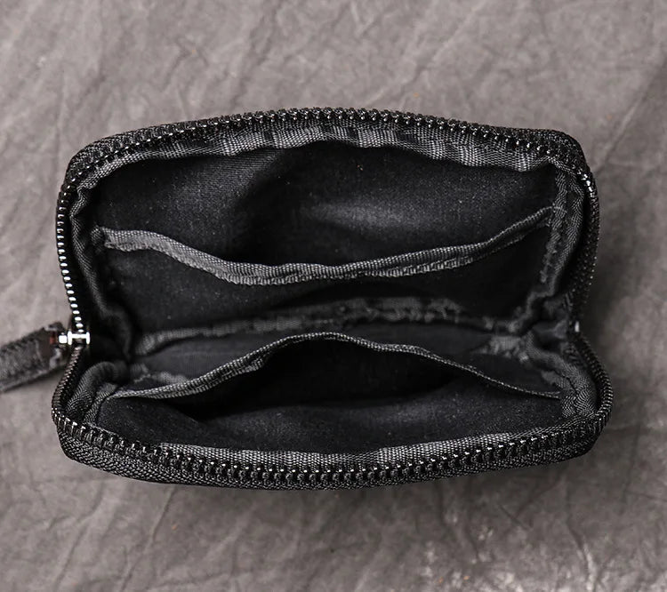 Genuine Leather Suitable for Men Women Pocket Wallets Mini Zipper Small Purses Retro Key Holder Money Bag Coin Change Purse.