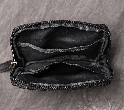 Genuine Leather Suitable for Men Women Pocket Wallets Mini Zipper Small Purses Retro Key Holder Money Bag Coin Change Purse.