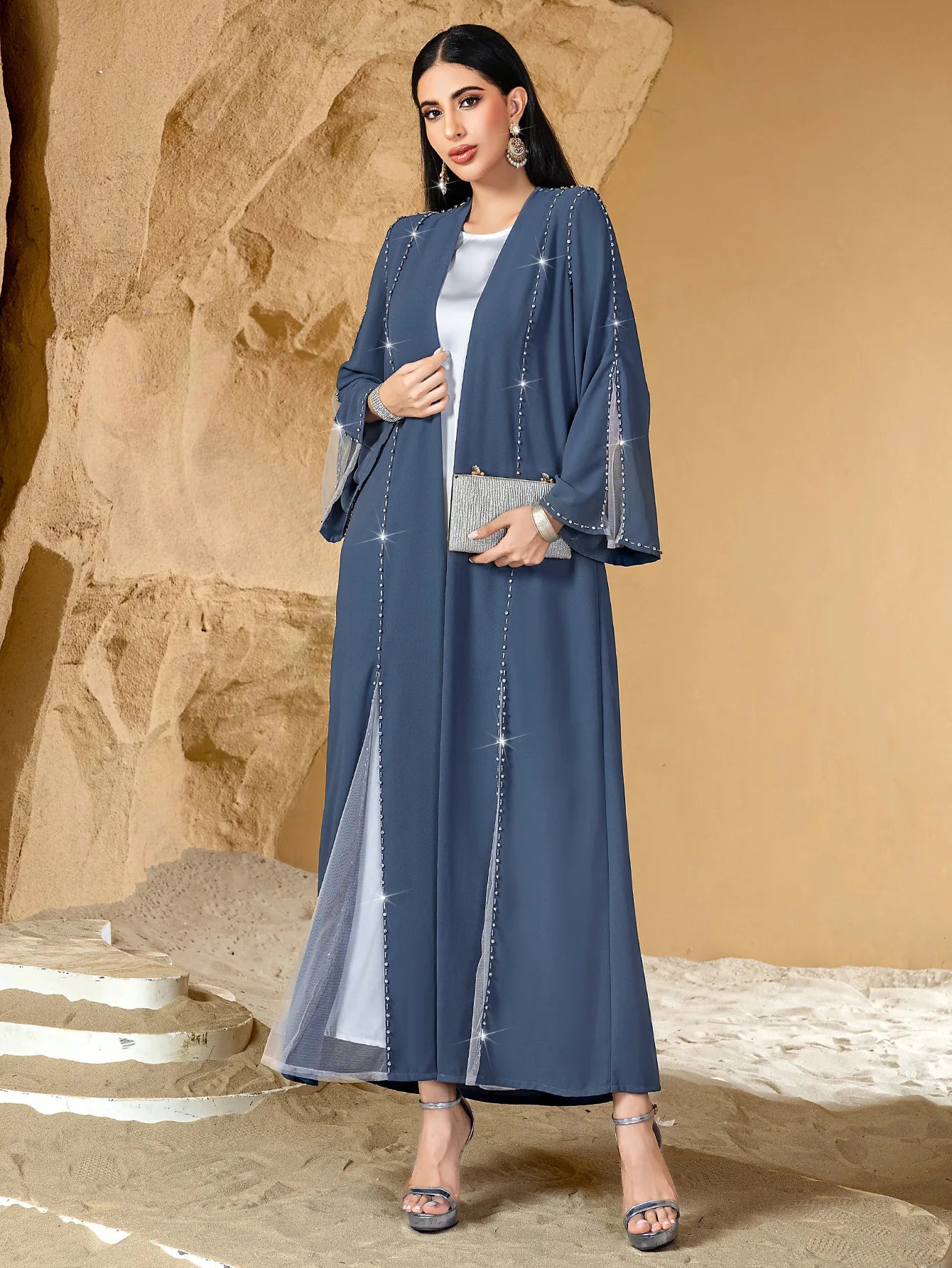 Eid Diamonds Abayas for Women 2025 Fashion Muslim Dress Dubai Open Abaya Kebaya Kimono Jalabiya Caftan Marocain Femme Robe Gown.