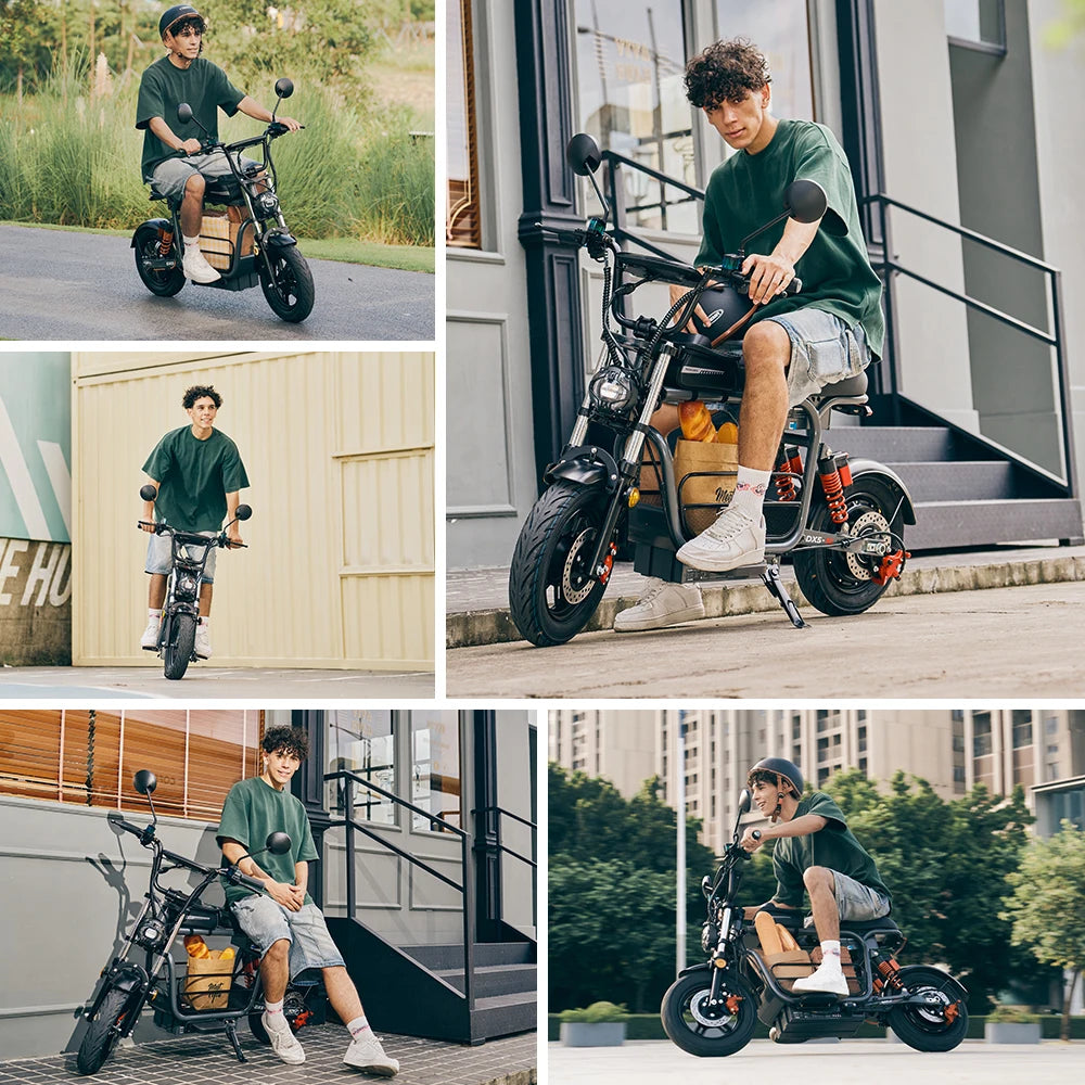 iScooter DX5 Electric Motorcycle 1500W Motor 48V15.6AH With Basket Cargo Ebike 15 inch Fat Tire with NFC Adult Electric Scooter.