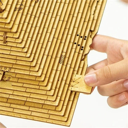Unique Gifts Wooden Pyramid Puzzle Box With Hidden Compartment Brain Teaser For Adults Kids IQ Challenge Mind Games.