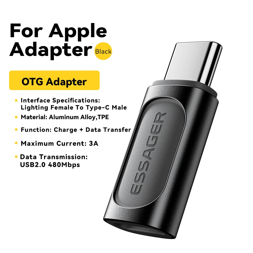 Essager Lighting To Type C OTG Adapter USB Type C To lighting PD 20W Fast Charging For iPhone 15 14 13 12 Pro Max ios Converter.