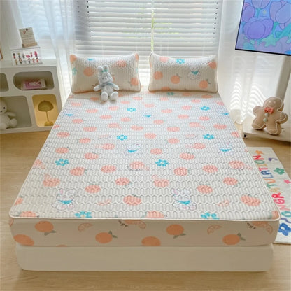 High Quilt Thicken Latex Cooling Mattress Cover Summer Cool Down Soft Bed Mat and Pillowcase Machine Washable Cold Feel Bed Pad