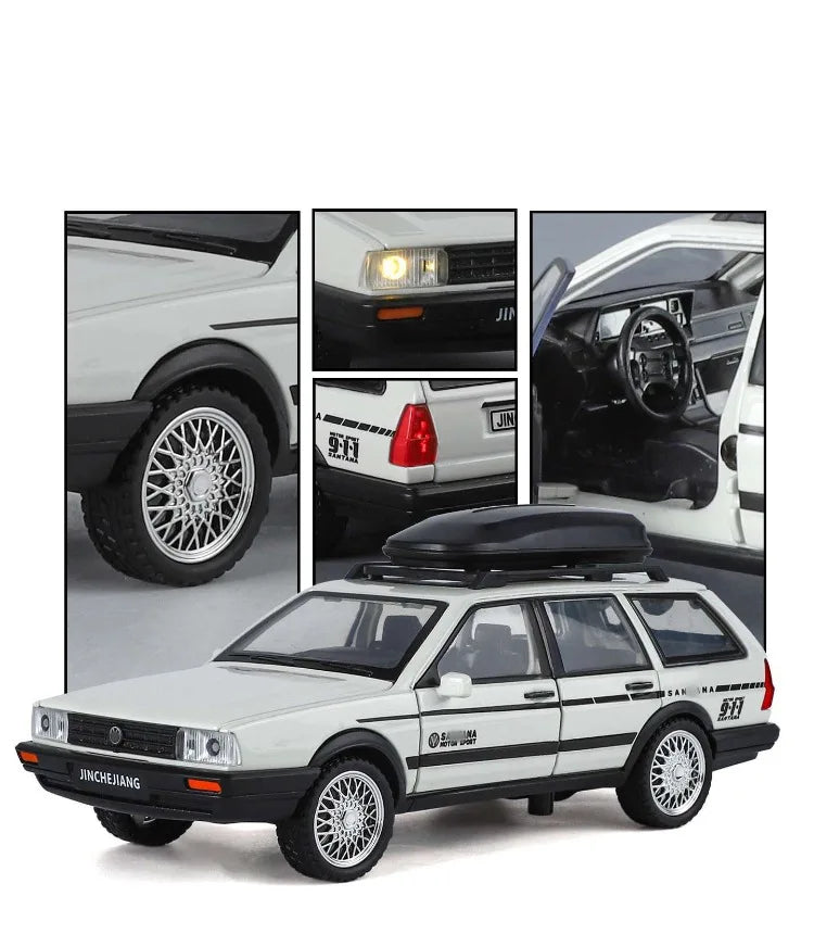 Diecast 1:32 VW SANTANA Wagon Alloy Car Model with Sound Light Children Boy Birthday Gift Toy Vehicles Miniature Voiture.