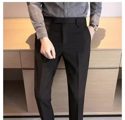 English Gentleman's Coffee Color Business Suit Pants Casual Draped Trousers For Men Fashionable Spring Autumn Small Foot.