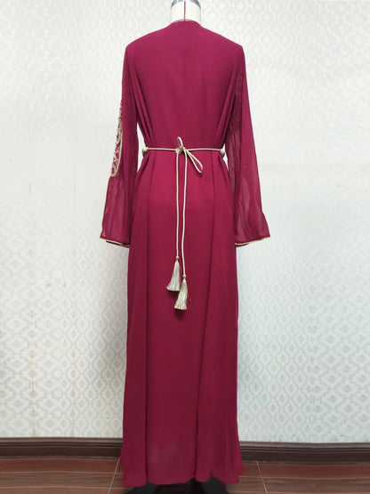 Mesh Stickerei Abaya Frauen Muslimischen Lange Maxi Kleider Oman Türkei Arabisch Kaftan Eid Party Kleid Marokko Abend Jalabiya Vestidos