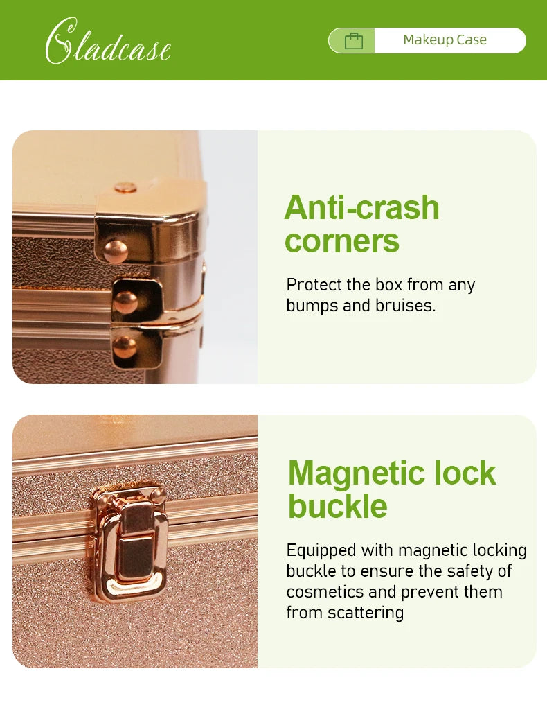 Large Capacity Makeup Case with LED Mirror Multiple Size Options Cosmetic Box LED Mirror Makeup Storage Box for Beauty Salons.