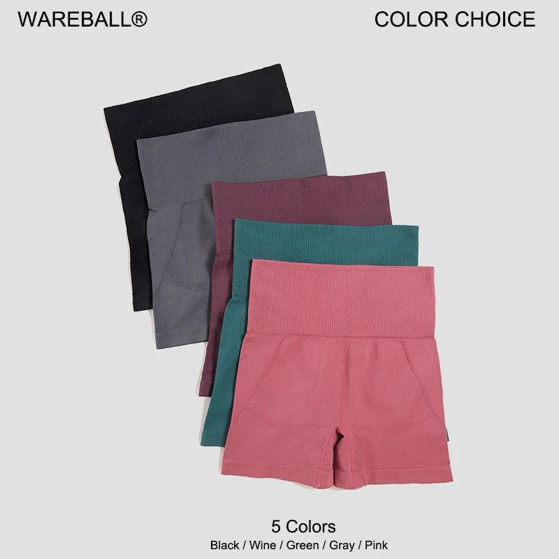 WAREBALL Sports Shorts For Women Cycling Jogging Fitness High Waist Booty Push Up Gym Shorts Female Tight Leggings Yoga Clothing.