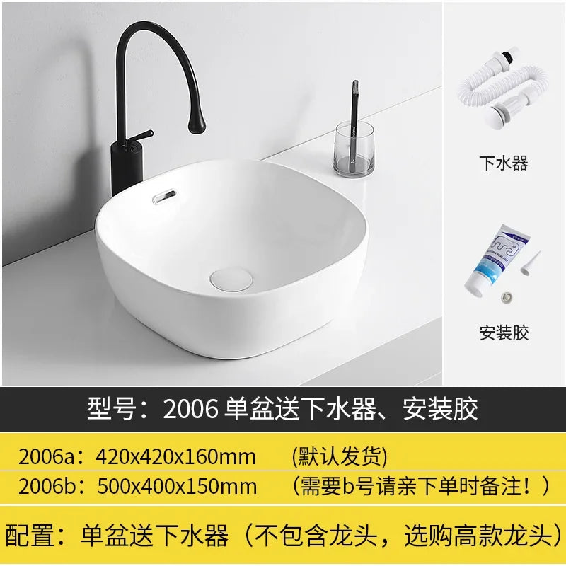 Arbeits platte Waschbecken Seite Entwässerung Keramik Waschbecken Balkon Waschbecken Kunst becken Einzel becken quadratischer Kreis