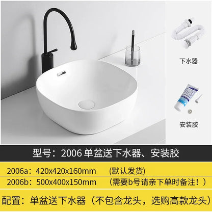 Arbeits platte Waschbecken Seite Entwässerung Keramik Waschbecken Balkon Waschbecken Kunst becken Einzel becken quadratischer Kreis