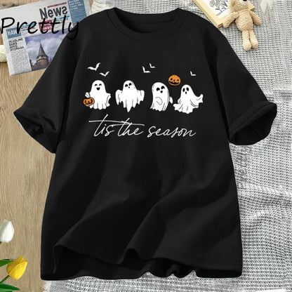 Tis The Season Herbst T-Shirt Süßes Damen-Halloween-T-Shirt Kürbissaison Thanksgiving Herbst-T-Shirt Damenbekleidung.