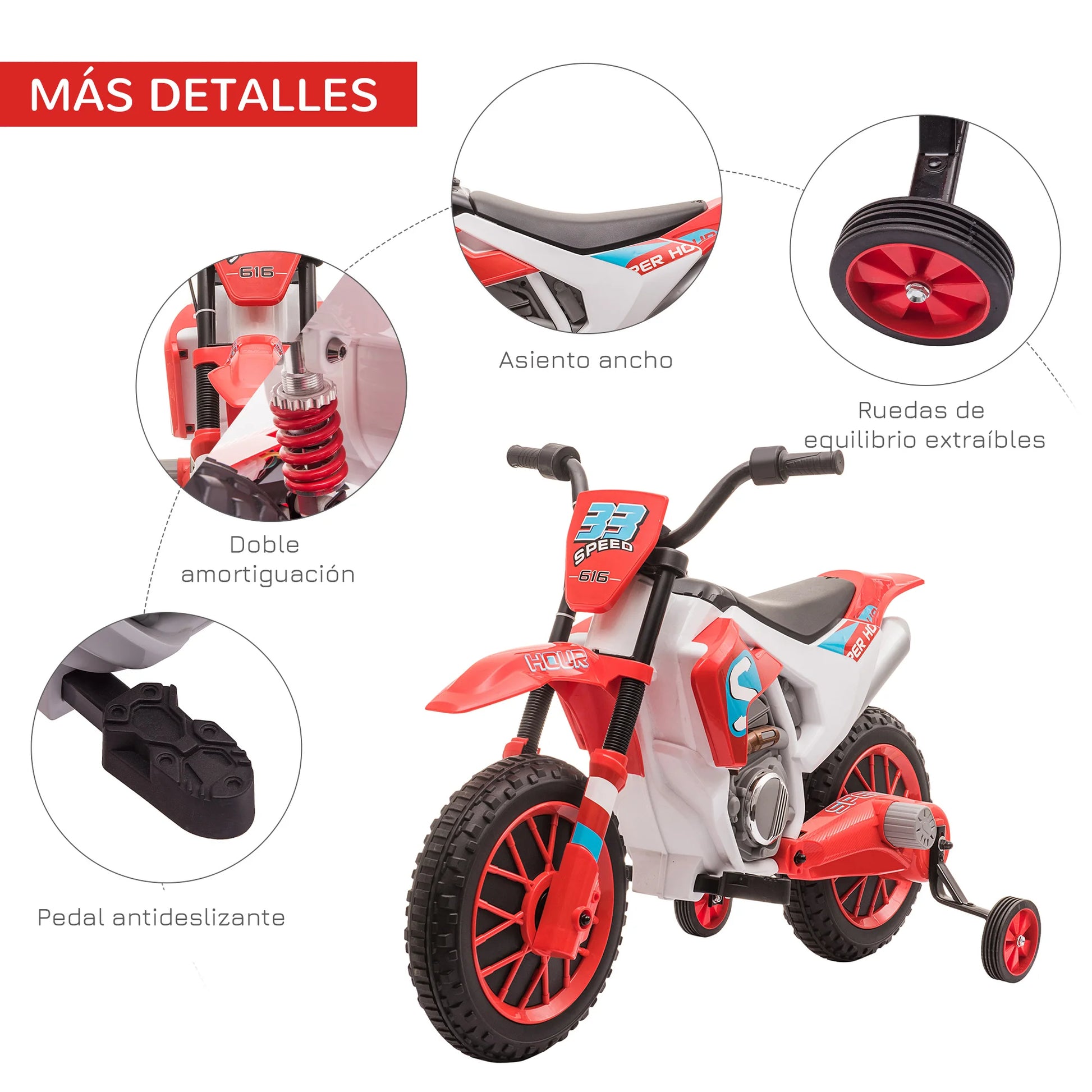 Homcom Electric Motorcycle for Children+3 Years 12V 2 Wheels Balance More. 8 Km/H.