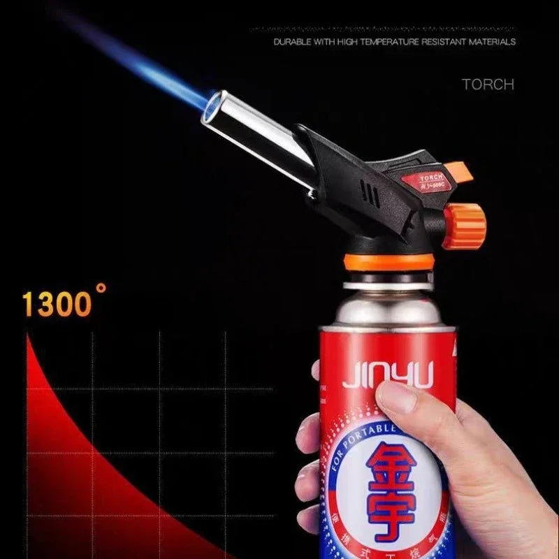 Torch Cooking AutoIgnition Butane Gas Welding-Burner Welding Gas Burner Flame Gas Torch Flame Gun Blow for BBQ Camping Cooking.