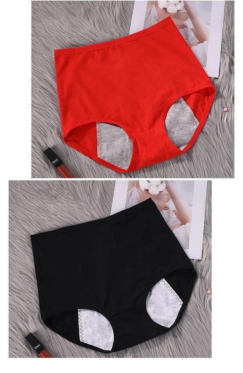 2pcs Girl Menstrual Panties Women's Physiological Briefs Ladies Period Leak Proof Panty High Waist Cotton Underwear.