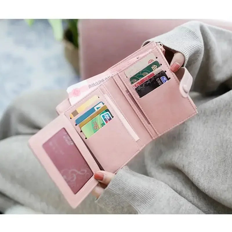Personalized Name Women’s Short Wallet -Customize Name Multifunctional Solid Color Stitching Buckle，Multi-Card Slot Coin Purse.