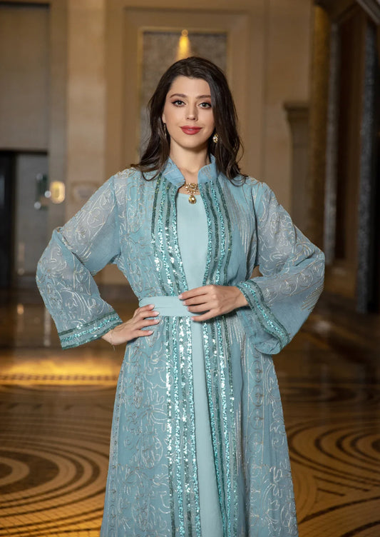 UNI Muslim Abaya Indische Anarkali Anzüge für Frau Dubai Tägliche Party Kleid Mode Langarm Gürtel Kleidung Muslimischen Robe