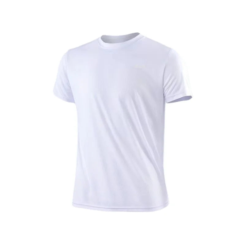 Summer Ice Silk Short Sleeve T-Shirt Men New Quick Dry Breathable Air Conditioning Outdoor Sun Protection Running Outer Wear
