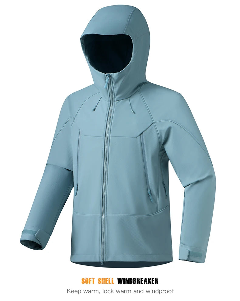 JNLN Men Women Waterproof Soft Shell Jacket Windproof Warm Fleece Rain Coat Unisex Hiking Climbing Trekking Outdoor Windbreaker