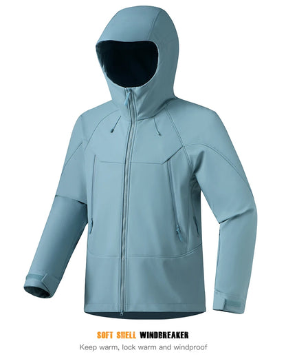 JNLN Men Women Waterproof Soft Shell Jacket Windproof Warm Fleece Rain Coat Unisex Hiking Climbing Trekking Outdoor Windbreaker