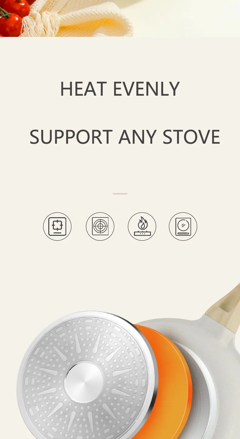 Durable Frying Pan Wok Pan Non-stick Ceramic Pot Induction Gas Stove Universal Cookware Steak Cooking Saucepan Nonstick Pan.