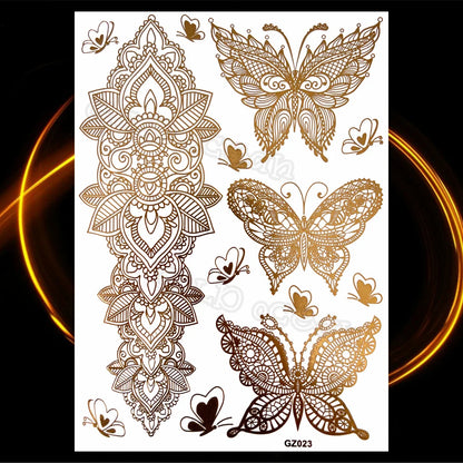 1PC Summer Style Men Women Body Art Gold Metallic Tattoo Sticker HYS-101 Chain Bracelet Fake Jewelry Waterproof Temporary Tattoo