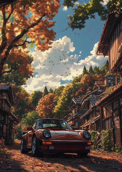 Classic Porsche 911 Alpine Drive Poster Retro Alpine Trip Cartoon Prints Canvas Painting Wall Art Picture Home Living Room Decor.