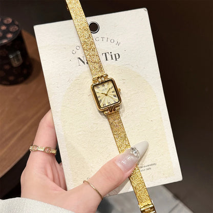 GEDI Gold Stainless Steel Quartz Watch Square Woman High-End Vintage Light Luxury Elegant Women's Wristwatches Gift