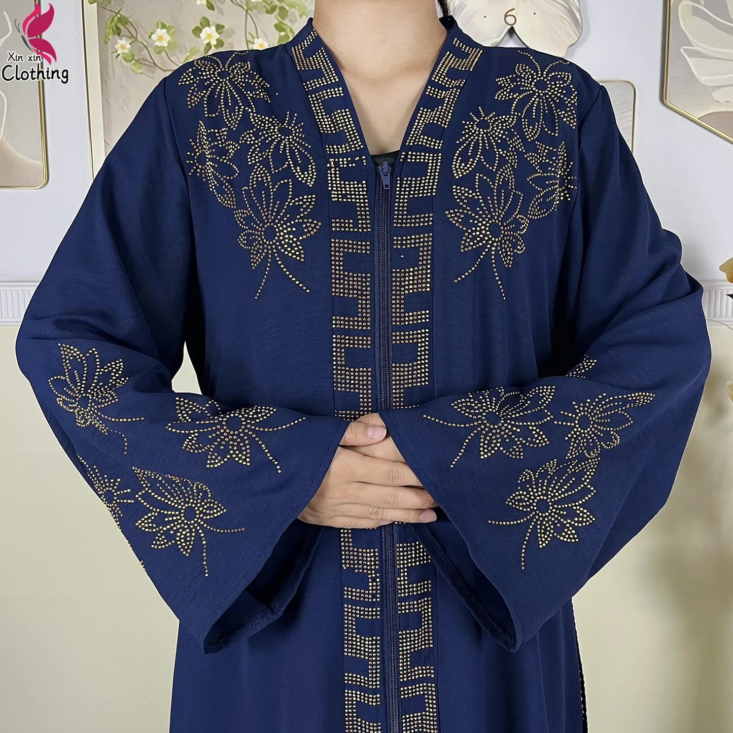 New Muslim Abayas For Women Long Sleeved Dress Dubai Lady Elegant Long Dress Islam Clothing African Abaya Loose Robe With Turban.