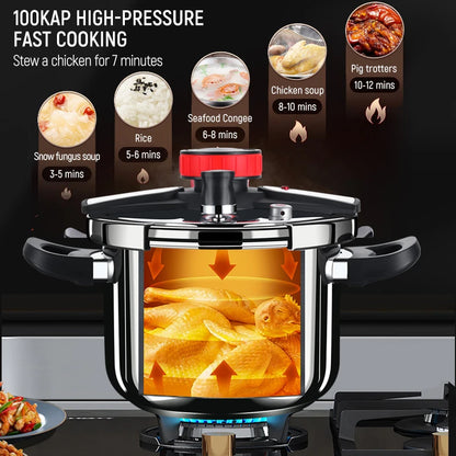 5L/6L Gas Stove Thickened Pressure Cooker Multifunctional Pressure-Limited Explosion-proof  Stainless Steel Kitchen Pressure Pot.
