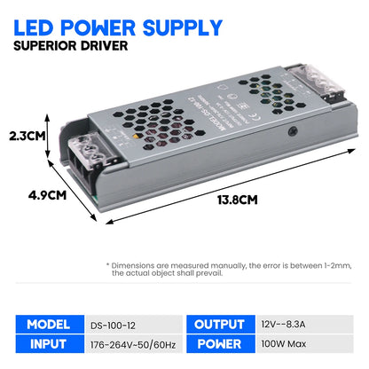 12V 24V 60W 100W 150W 200W 300W 400W Transformer Power Supply 110V 220V 230V AC to 12 24 Volt DC LED Strip Light Bulb LED Driver.