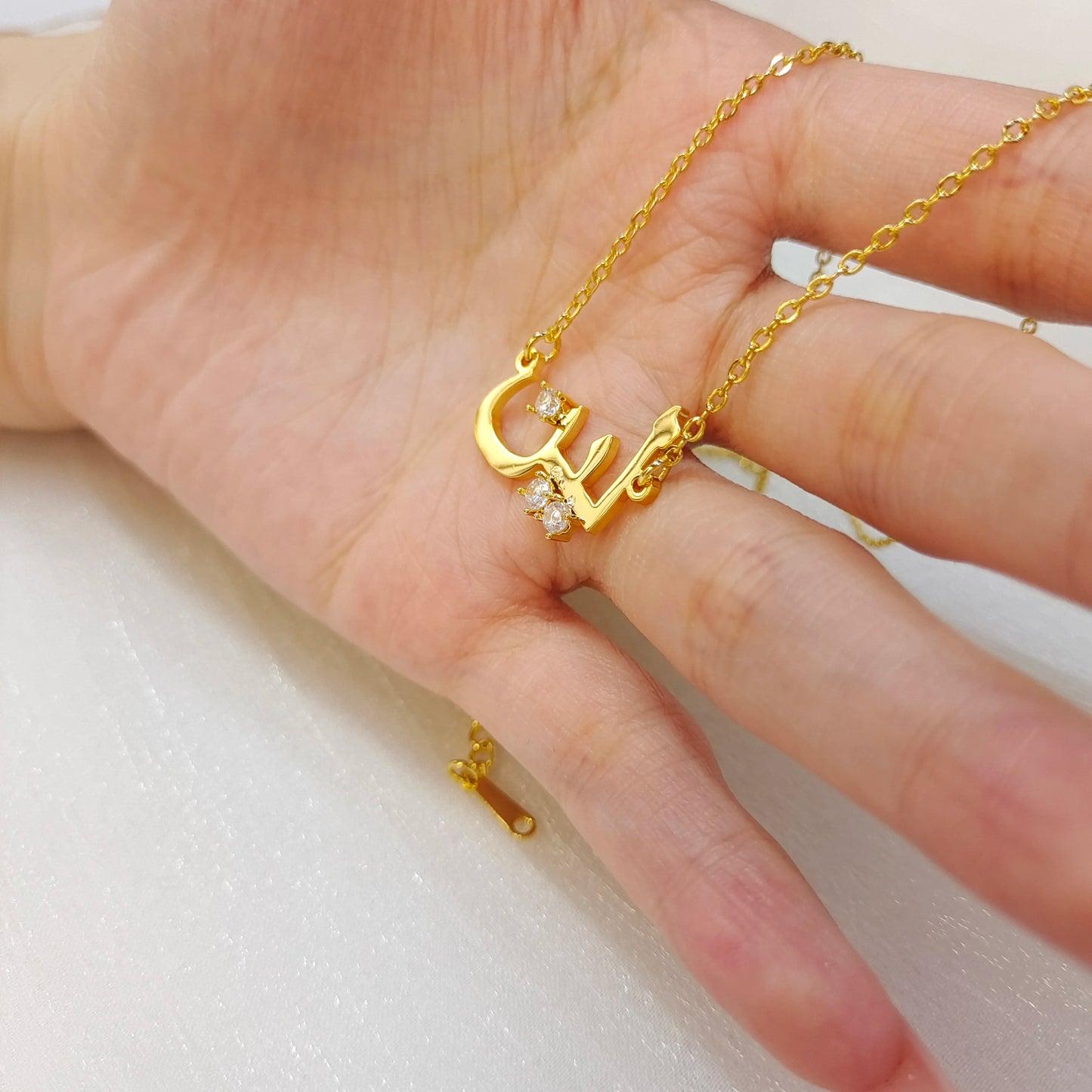 Luxury Personalized Stainless Steel Name Jewelry Custom Arabic Name Necklace with Diamond 18K Gold-Plated Gift For Women Jewelry.