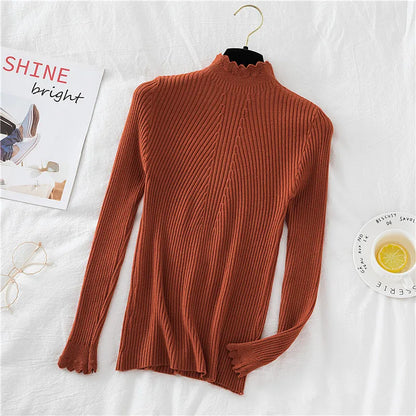 2026 weibliche Dünne Koreanische Strickwaren Tops Herbst Winter Pullover Frauen Hohl-out Pullover Langarm Rollkragenpullover.