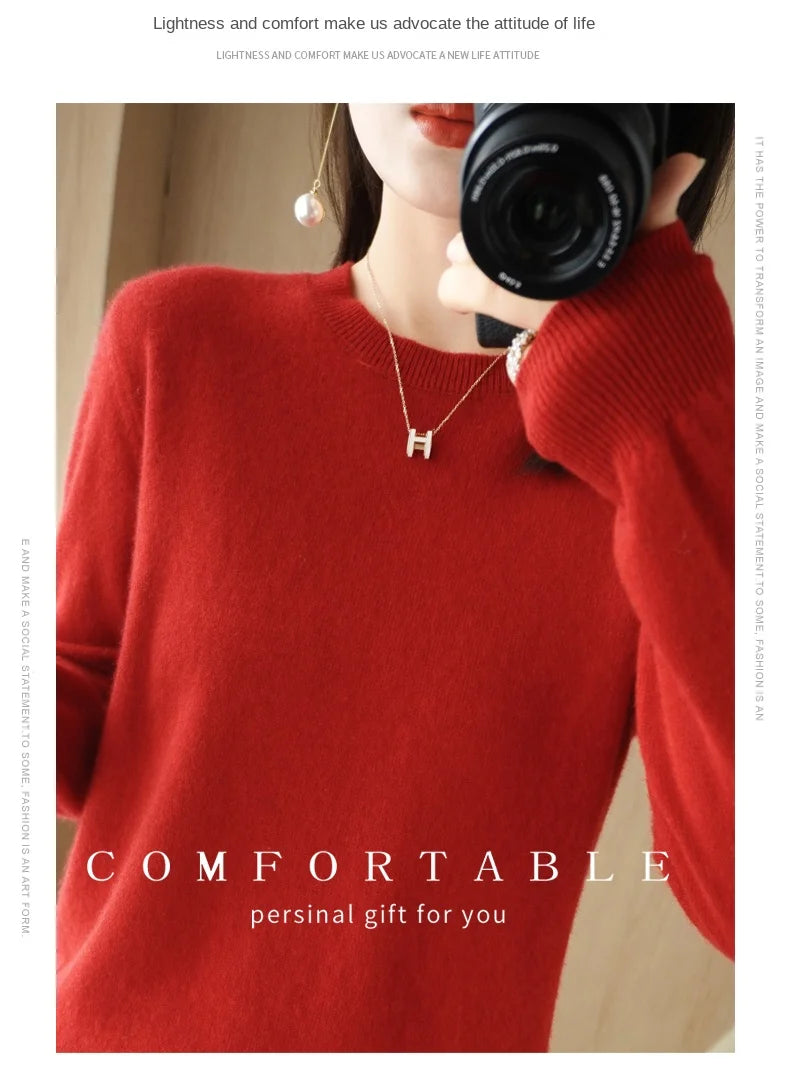 Herbst Winter frauen Pullover Oansatz Kaschmir Solide Pullover Schlank Bodenbildung Shirt Langarm Casual Grundlegende Pull Femme Pullover