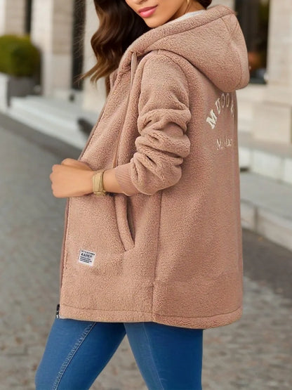 Herbst Winter Verdickte Fleece-gefüttert Sweatshirt frauen Mit Kapuze Top Strickjacke Mid-länge Trendy Neue Stil Lamm Wolle jacke