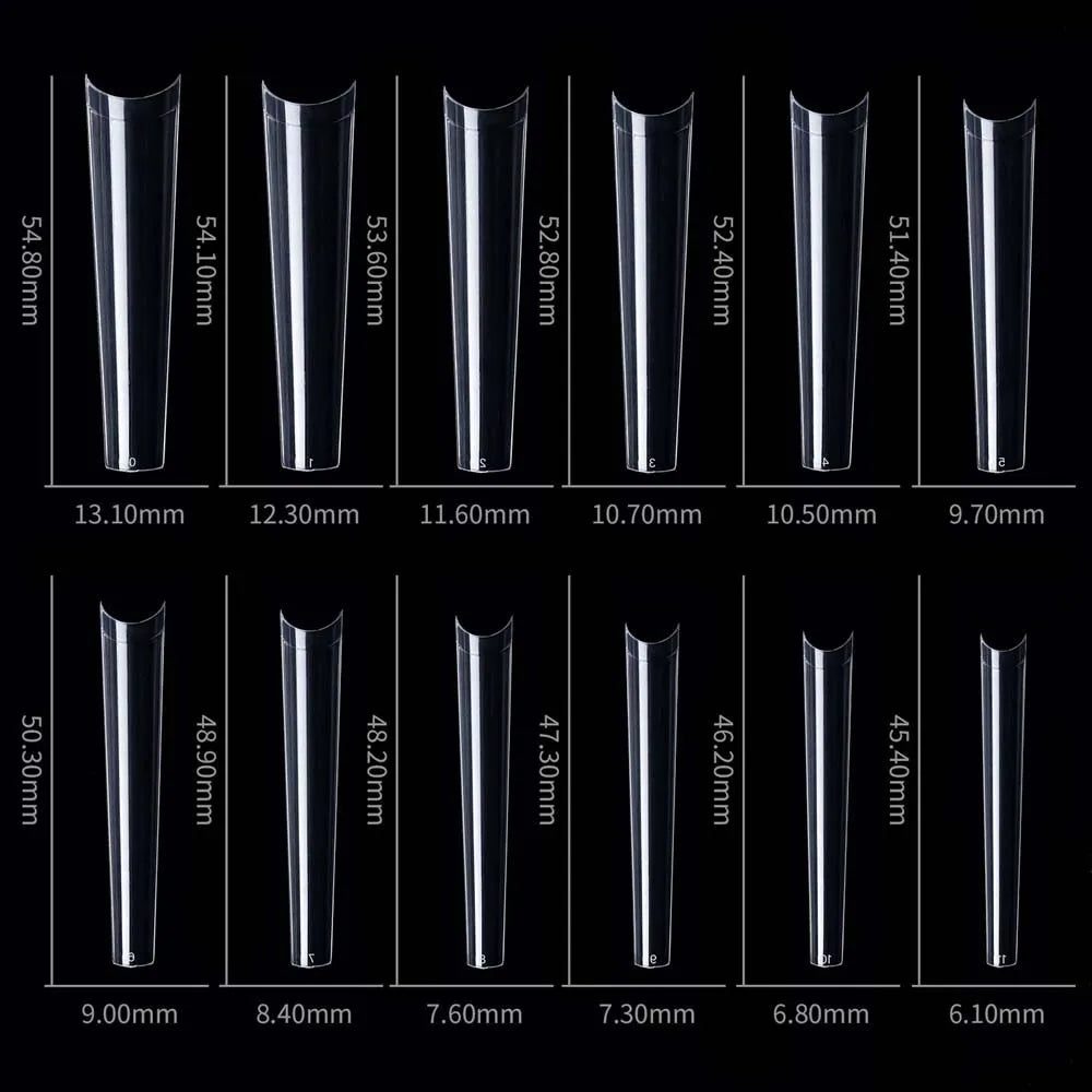 500/600pcs Long Pointed Fake Nail Tips Stiletto Half Cover French Acrylic UV Gel False Nail Extension Press On Nails Manic Tool