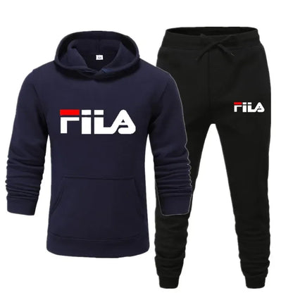 A new men's Spring and Autumn 2025 pullover hoodie + sweatpants two-piece fitness, fashion and casual jogging set