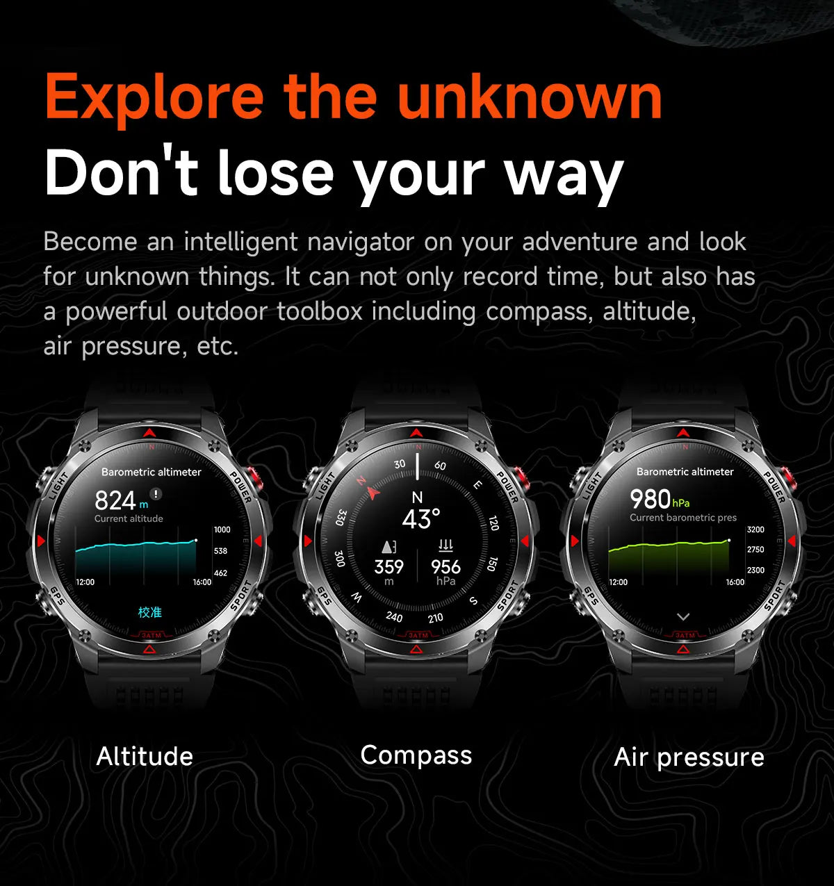New Outdoors Military GPS Sports Smart Watch Women Dual-Band GNSS Compass Altimeter 3ATM Waterproof BluetoothCall Smartwatch Men.