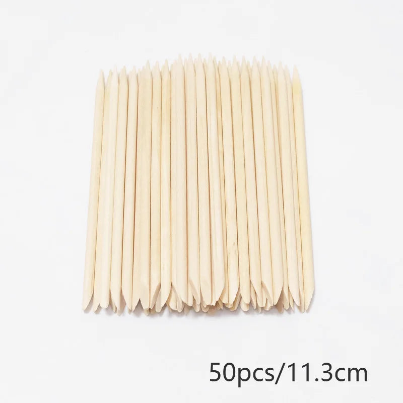 20/50/100pcs Nail Cuticle Pusher Wooden Design Drawing Painting Stick Remover Orange Wood Sticks for Nail Art Tools.