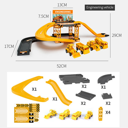 Parking Track Car Children Toys Police Cars Fire Engines Engineering Vehicle Ramp Road Construction Inertial Sliding Track Games.