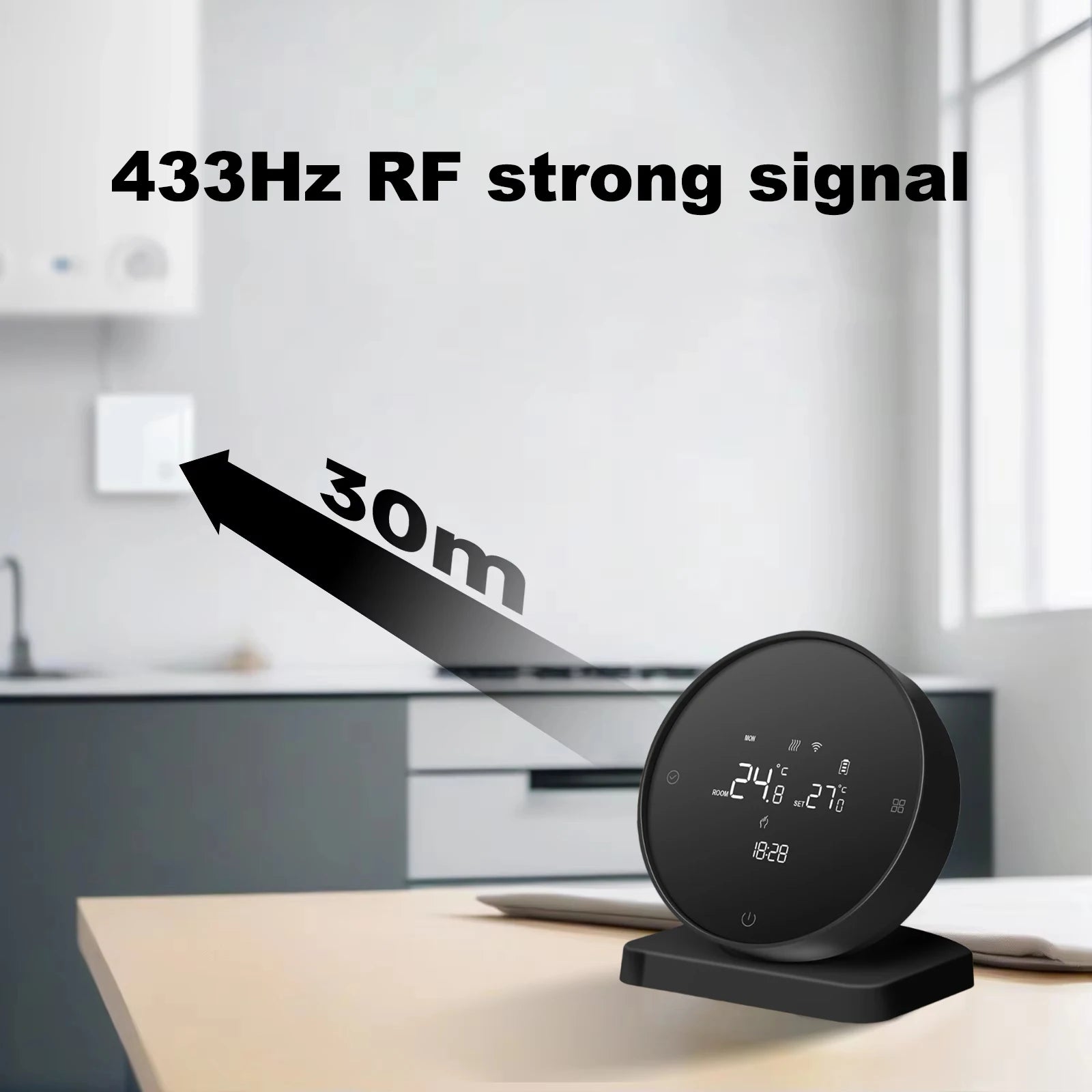 RKHK Tuya WiFi Smart Thermostat，RF Wireless Receiver Temperature Controller，For Water Gas Boiler Support Alexa and Google Home.