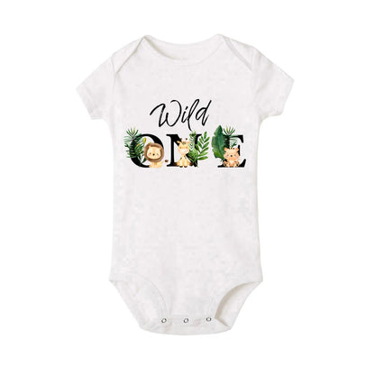 Wild One&Tier Muster Druck Jungen Neugeborenen Strampler Sommer Casual Kurzarm Säugling Body Baby der ersten Geburtstag Kleidung.