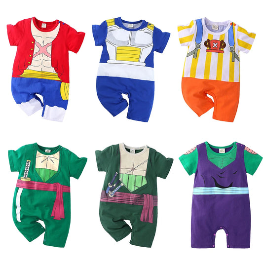 0-2 Jahre alte Kinder Cartoon einteiliges Baby Rollenspiel Kurzarm Strampler Kinder Baumwolle Kleidung Baby Mädchen und Jungen Kleidung