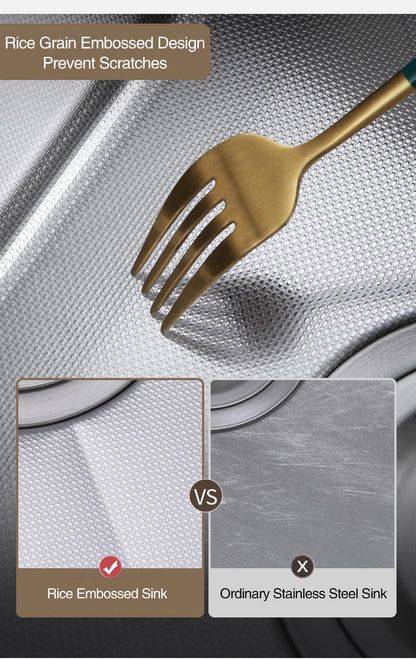 SUS 304 Island Hidden Kitchen Sink Rice Grain Embossing Prevent Scratches Handmade Bar Counter kitchen Sink With Cup Rinser