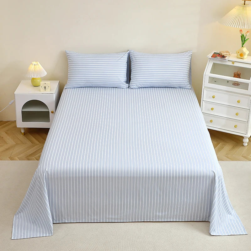 Flat Sheet And Pillowcases Sets Linen Cotton Blend Bedding Set with 50x70cm Pillowcases.