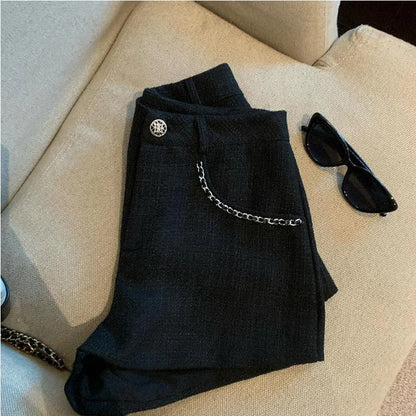 Fashion Tweed High Waist Women Shorts Autumn Winter Slim Office Woolen Black Shorts Women