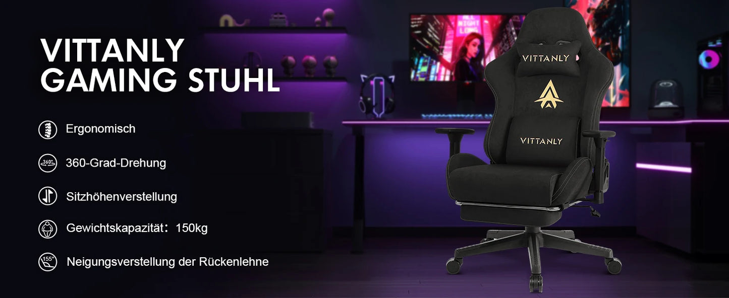 Marke Gaming Stuhl Luxuriöse Atmungsaktive Faux Wildleder Büro Stuhl Gaming Stuhl Mit Fußstütze Stuhl Kopfstütze Ergonomische Spiel Stuhl