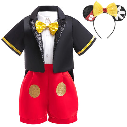 Disney Mickey Minnie Maus Polka Dot Cosplay Baby Mädchen Jungen Kostüm Kinder Maskerade Kleidung Kinder Halloween Karneval Kleid