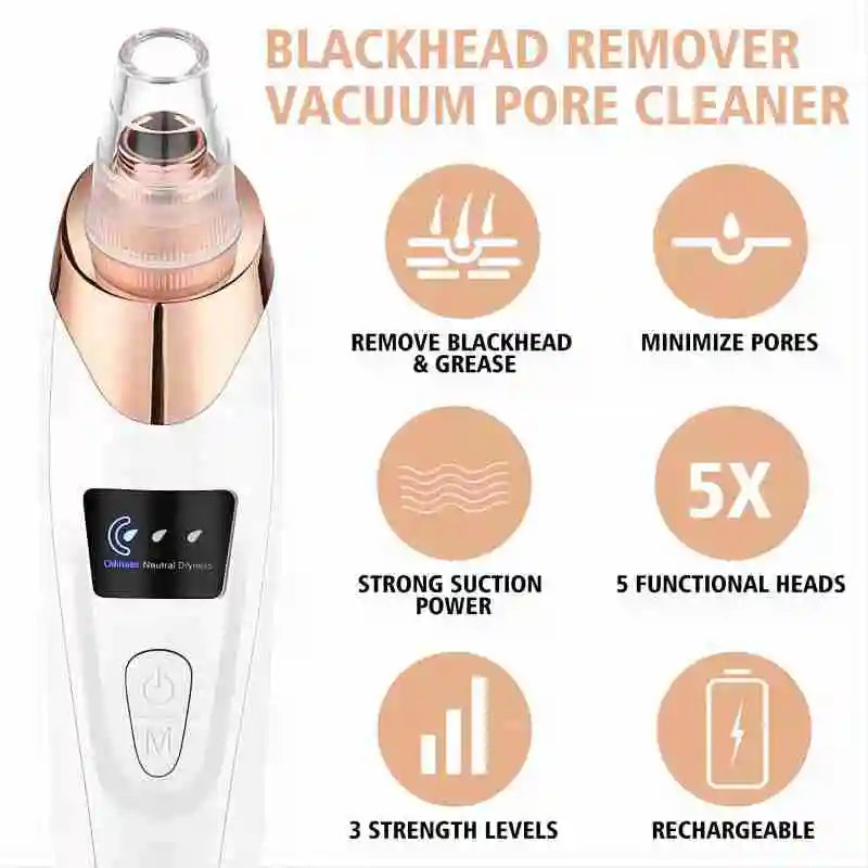 Newest Technology Blackhead Remover Vacuum Pore Cleaner for Face&Nose Blackhead Removal Kit Electric Acne Facial Extractor Tool.