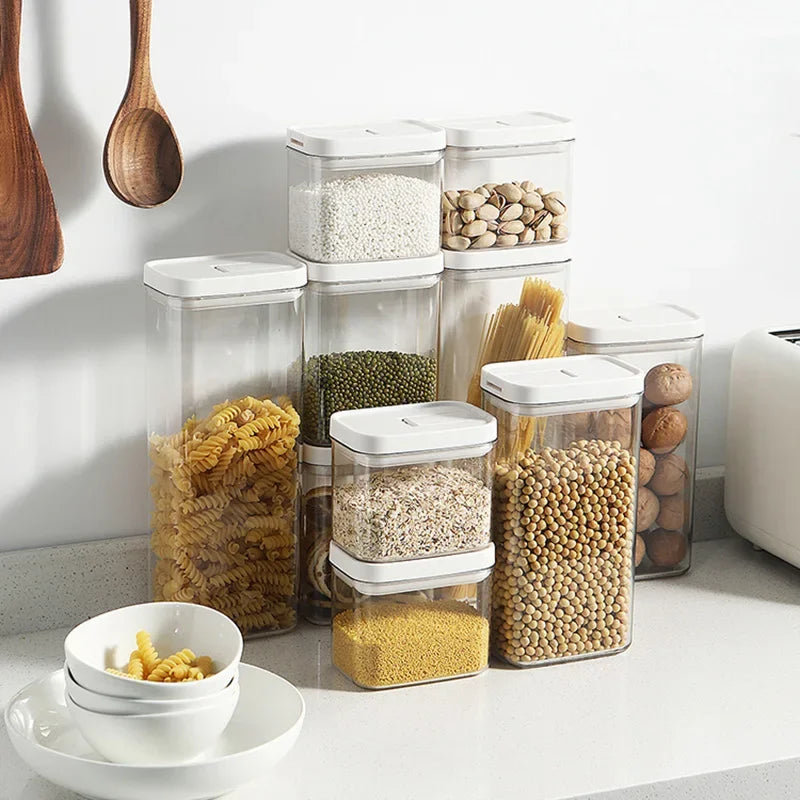 Pasta Storage Box Transparent Plastic Grain Seal Tank Spaghetti Storage Container Moisture-Proof Snack Jar Kitchen Food Tank.